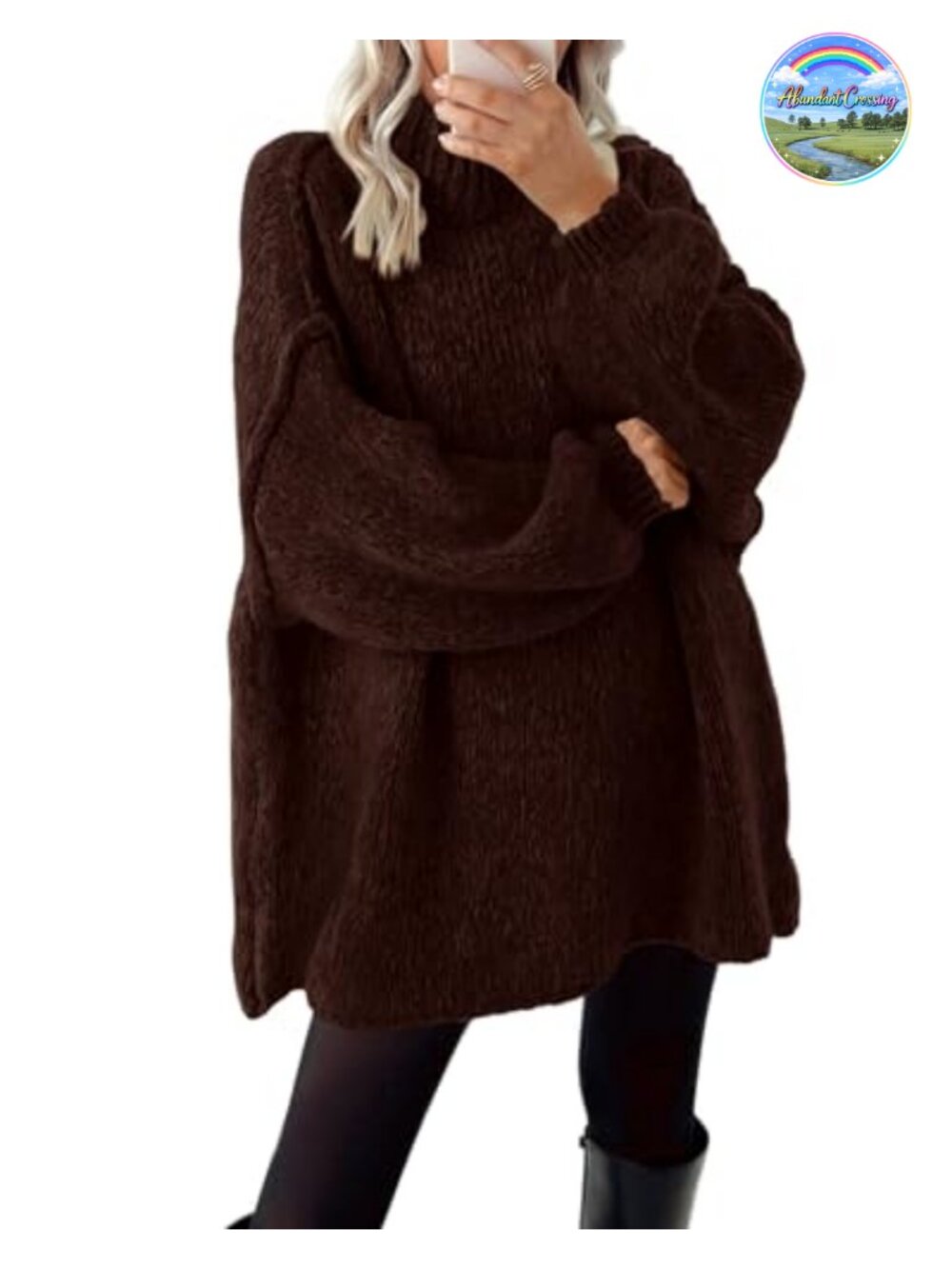 Mock Neck Cable Knit Oversized Pullover Sweater Women Long Sleeve Fall Winter
